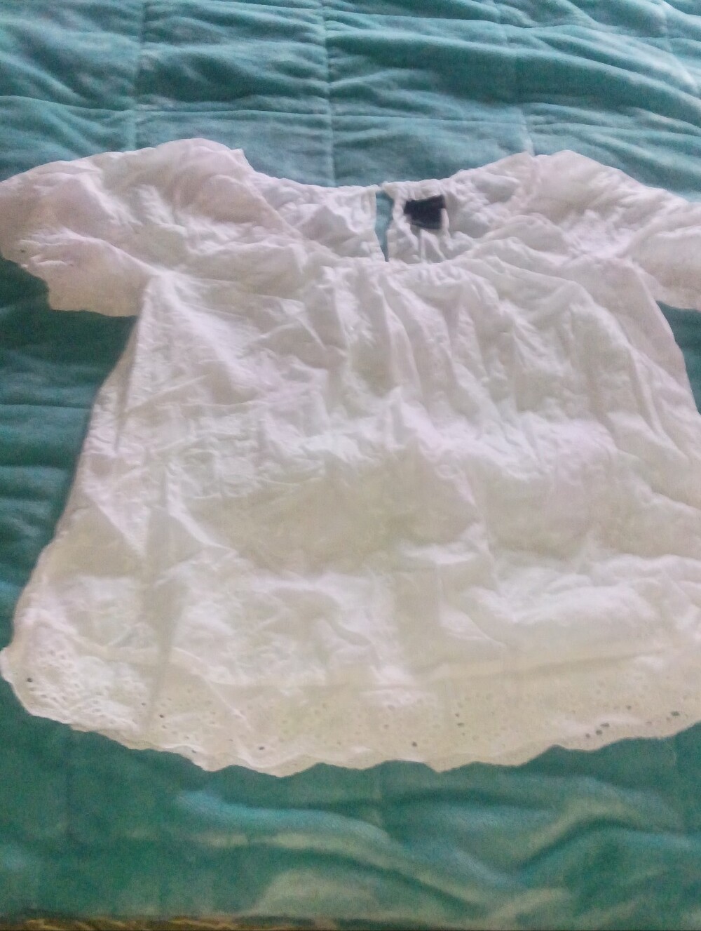Calvin Klein White Eyelet Cotton Peasant Blouse